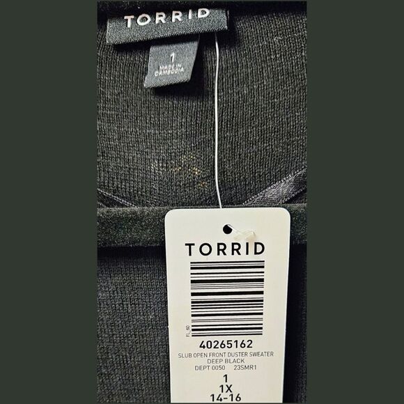 TORRID Slub Black Open Front Sweater Cardigan 1X - Picture 15 of 17